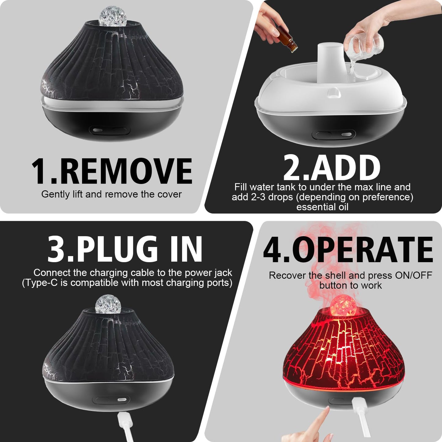 Essential Oil Diffusers for Home, 160ml Small Aromatherapy Diffuser with Auto Shut-Off Home Fragrance Aroma Diffuser with 7 LED Color Night Light Mini Humidifiers for Bedroom