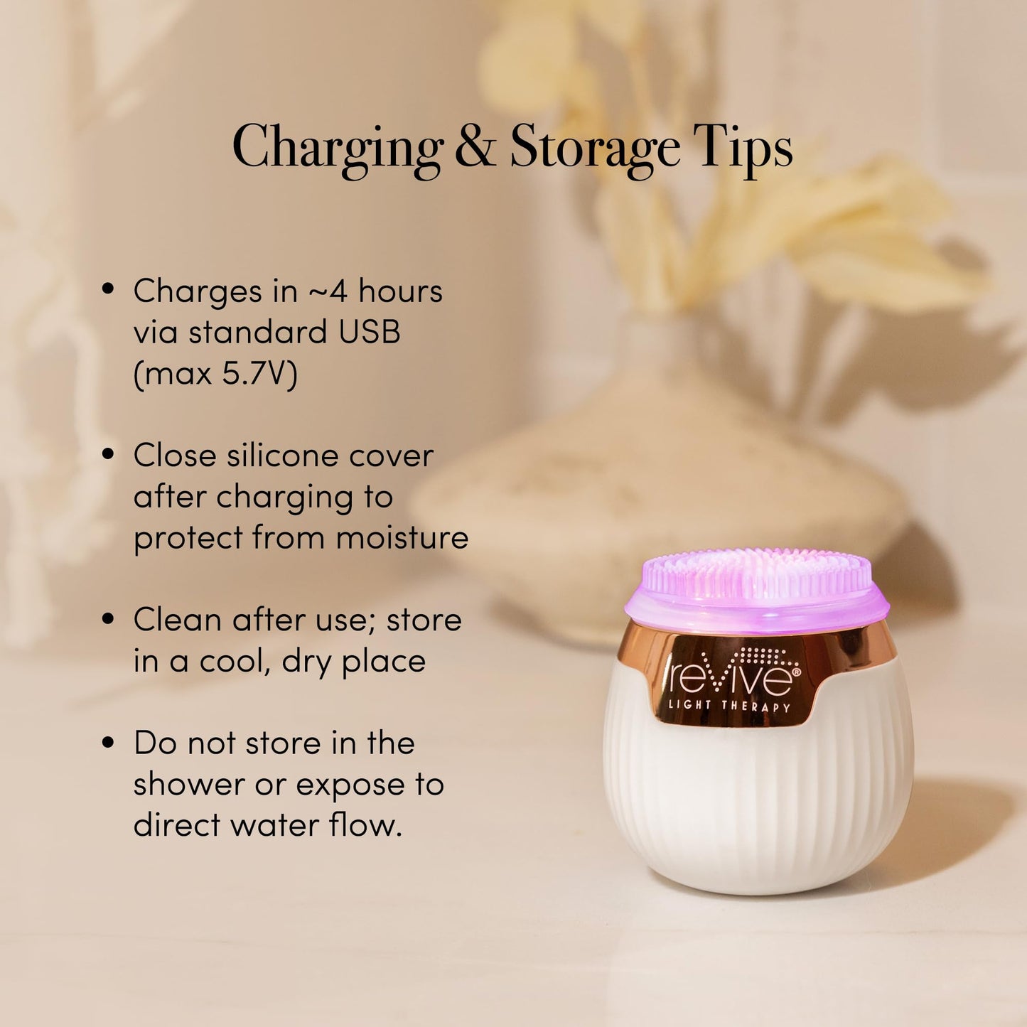 Revive Light Therapy Lux Collection Soniqué Mini, Rechargeable Sonic Face Cleanser Brush with Medical-Grade Blue & Red Light Therapy for Face, Acne & Wrinkle Care, Water-Resistant