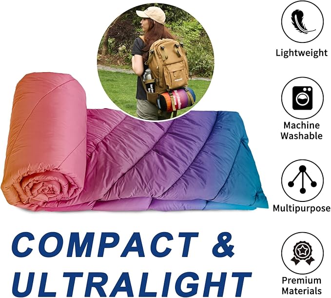 Camping Blanket, Puffy Blanket Lightweight Windproof Water Resistant for Outdoors,Hiking, Backpacking,Beach,Car,Picnic,Stadium
