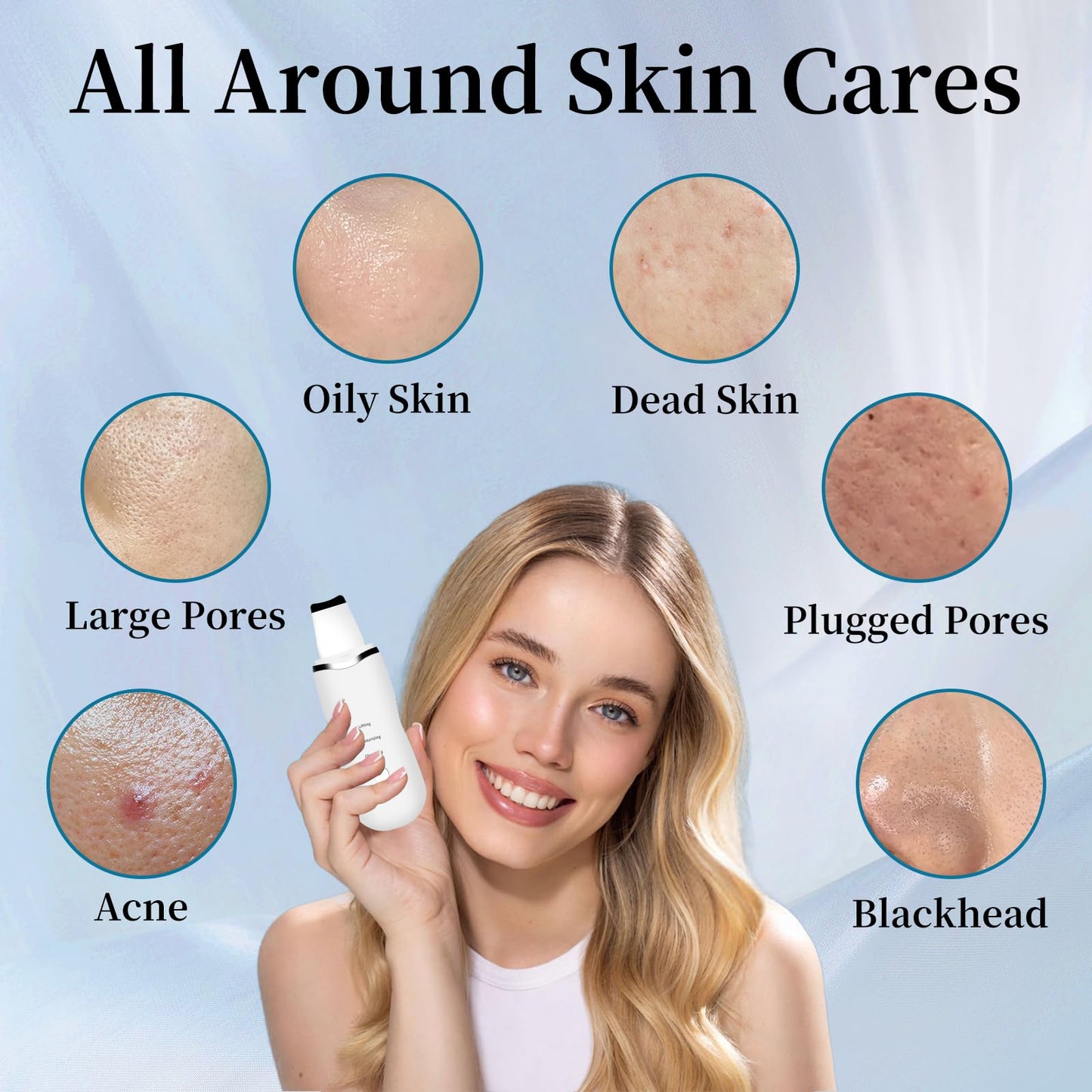 3 Mode Blackhead Remover Tools - Skin Scrubber Face Spatula Blackhead Remover for Deep Cleansing, Waterproof Rechargeable Facial Skincare Device (White)