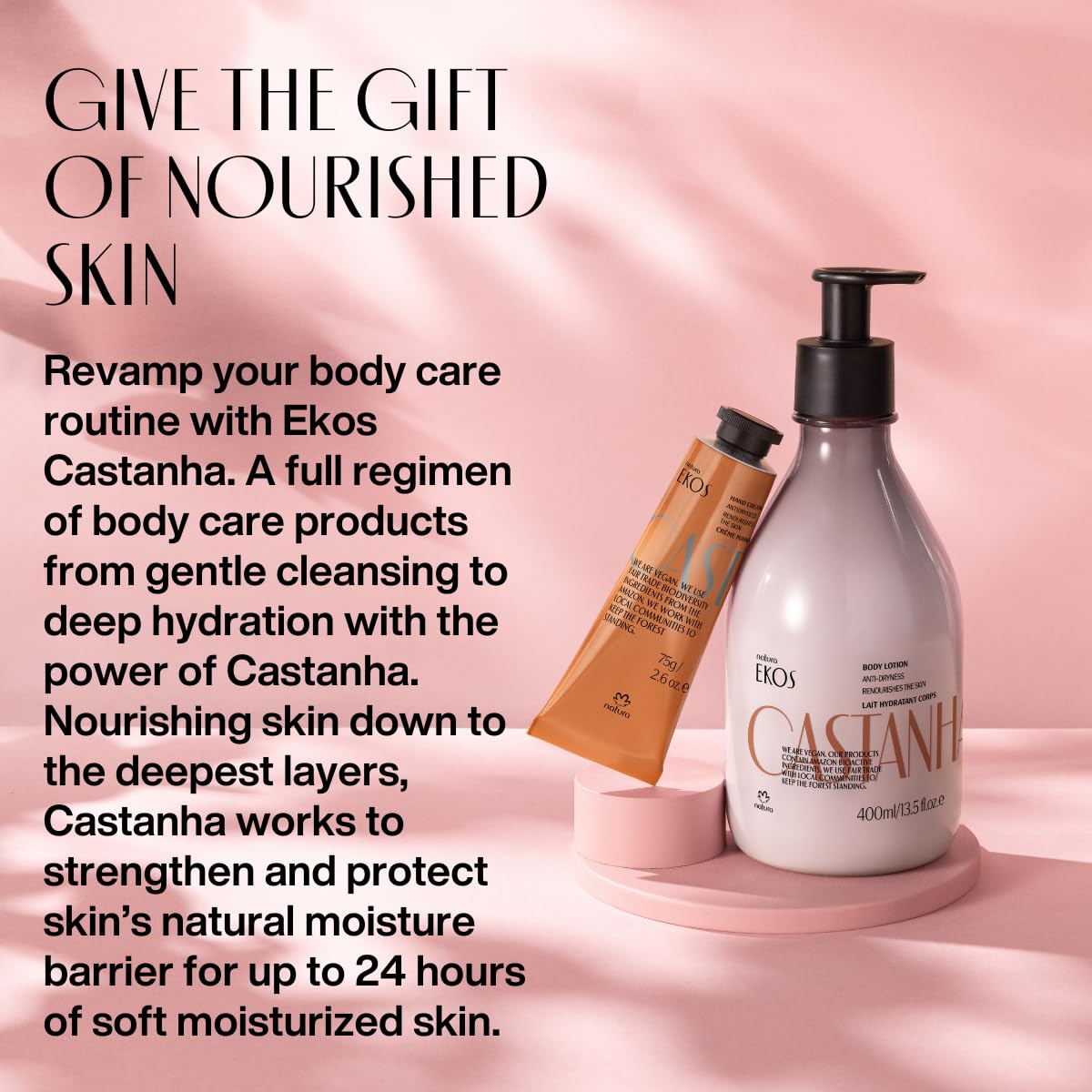 Natura - Ekos Castanha Collection Bio-Beauty Gift Set (4 Products) - Body Lotion, Hand Cream, Foot Cream, Shower Gel - Gift Box - Vegan Skin Care - Brazilian Beauty Secrets - Self Care & Body Care