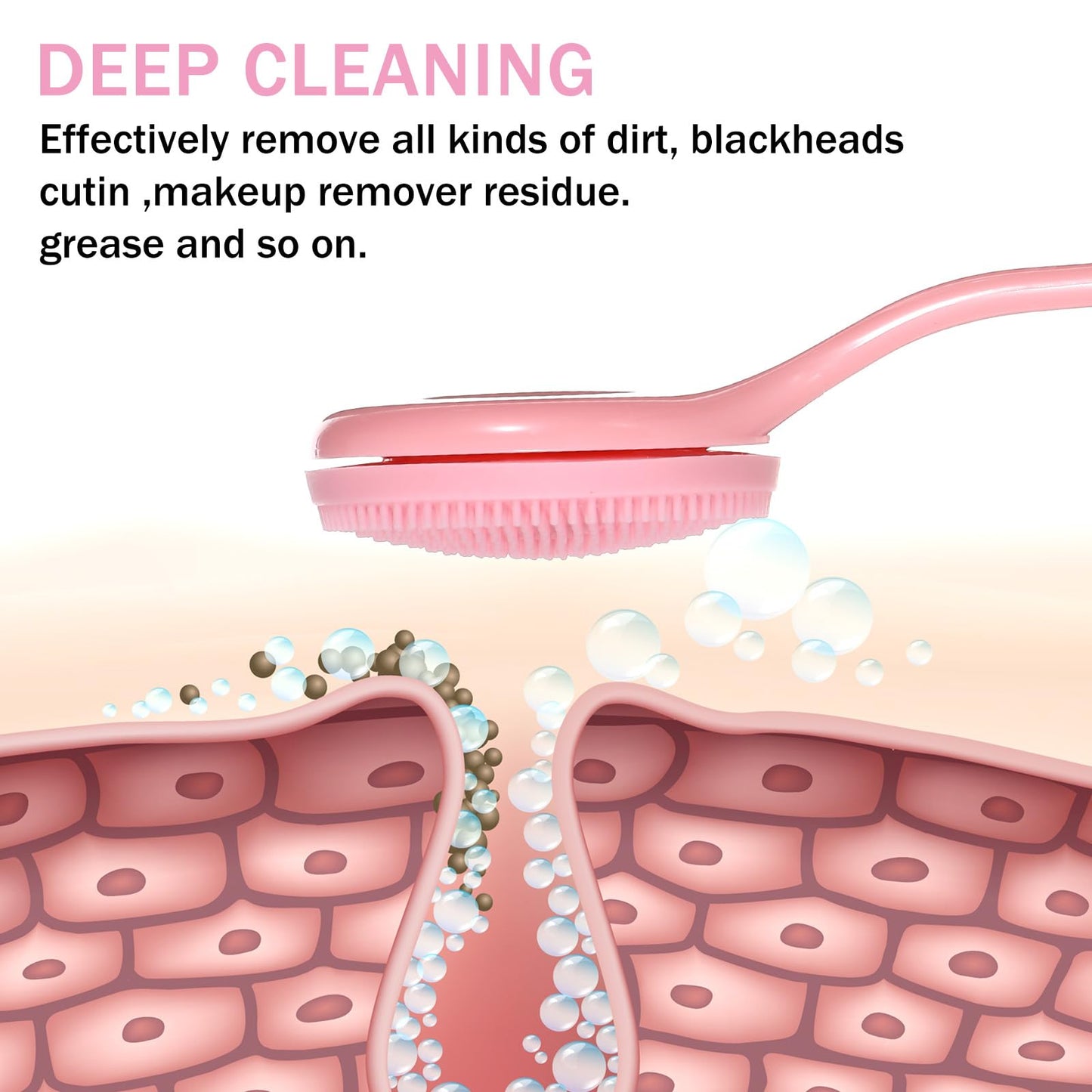 JJUNW 4 Pack Silicone Manual Facial Cleansing Brush, Skin Friendly Waterproof Face Cleaning Scrubber Exfoliator Brush for Blackheads Whiteheads Makeup Residues Removal (Blue, Pink)