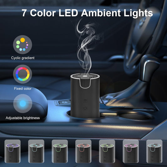 Marchred 100ML Car Diffuser, USB Rechargeable Battery Operated, Cordless Portable Essential Oil Diffuser with 7 LED Color Lights, 2 Timer Modes