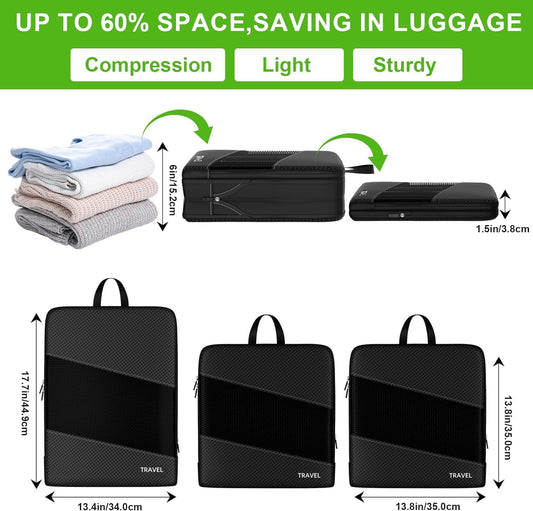 Compression Packing Cubes for Suitcases, UNTIFUL 6 Set Travel Organizer Cubes for Travel Essentials