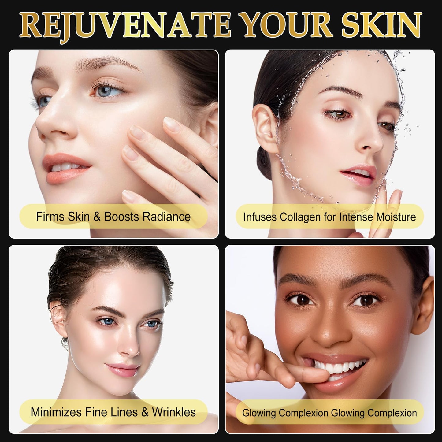 Advanced Snail Mucin Glass Glow Hydroge, Face Masks Skincare 6 EA, Collagen Face Mask, Snail Mucin Sheet Mask, Travel Essentials, Face Masks for Dry, Sensitive Skin, Korean Skin Care