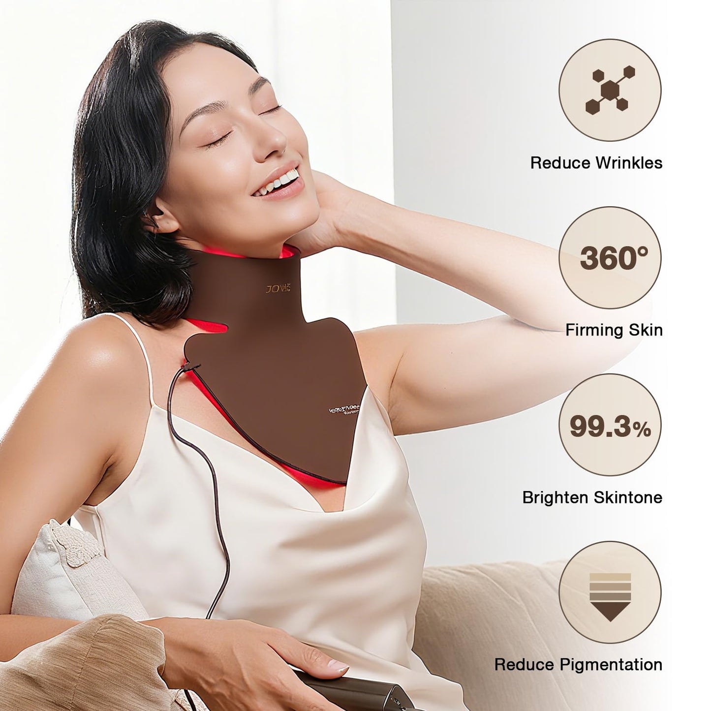 JOVS LED Neck & Chest Mask, LED Red Light Therapy for Neck, 66 LED Light Beams and 630nm Red Light Therapy for Neck Decollete Chest Body, Skin Care Device at Home and Travel