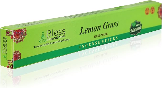 Bless-Lemon-Grass 100%-Natural-Handmade-Hand-Dipped Organic-Chemicals-Charcoal-Free Purification-Relaxation-Positivity-Yoga-Meditation Best-Woods-Scent (25 Sticks (1.4 OZ))