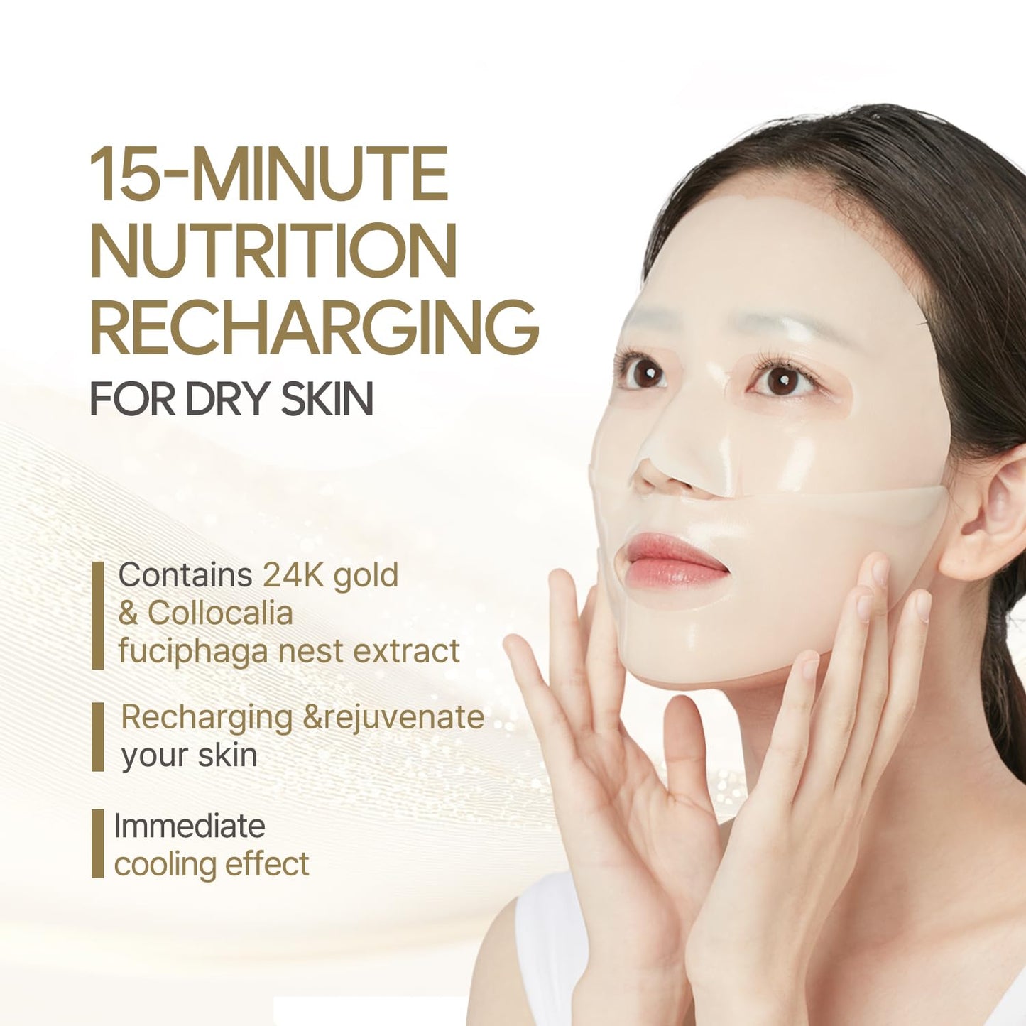 Gold Hydrogel Mask Pack 5ea - 24k Gold Face Mask for Moisturizing, Glow Skin, Hydrating, Skin Elasticity, Youthful Complexion, Ginseng, Collagen Facial Mask