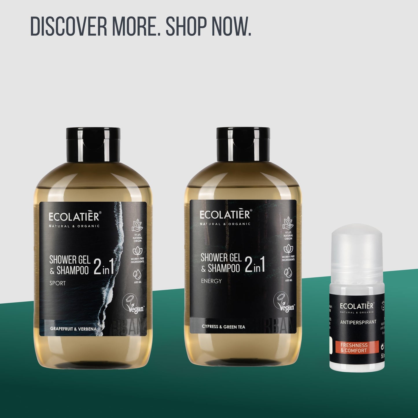 2-in-1 Body Wash Men & Shampoo Men - Sport Formula, Natural Body Wash & Hair Cleanser, 97.5% Natural Ingredients, Vegan, Refreshing & Hydrating for Active Lifestyles, 20.3 Fl Oz