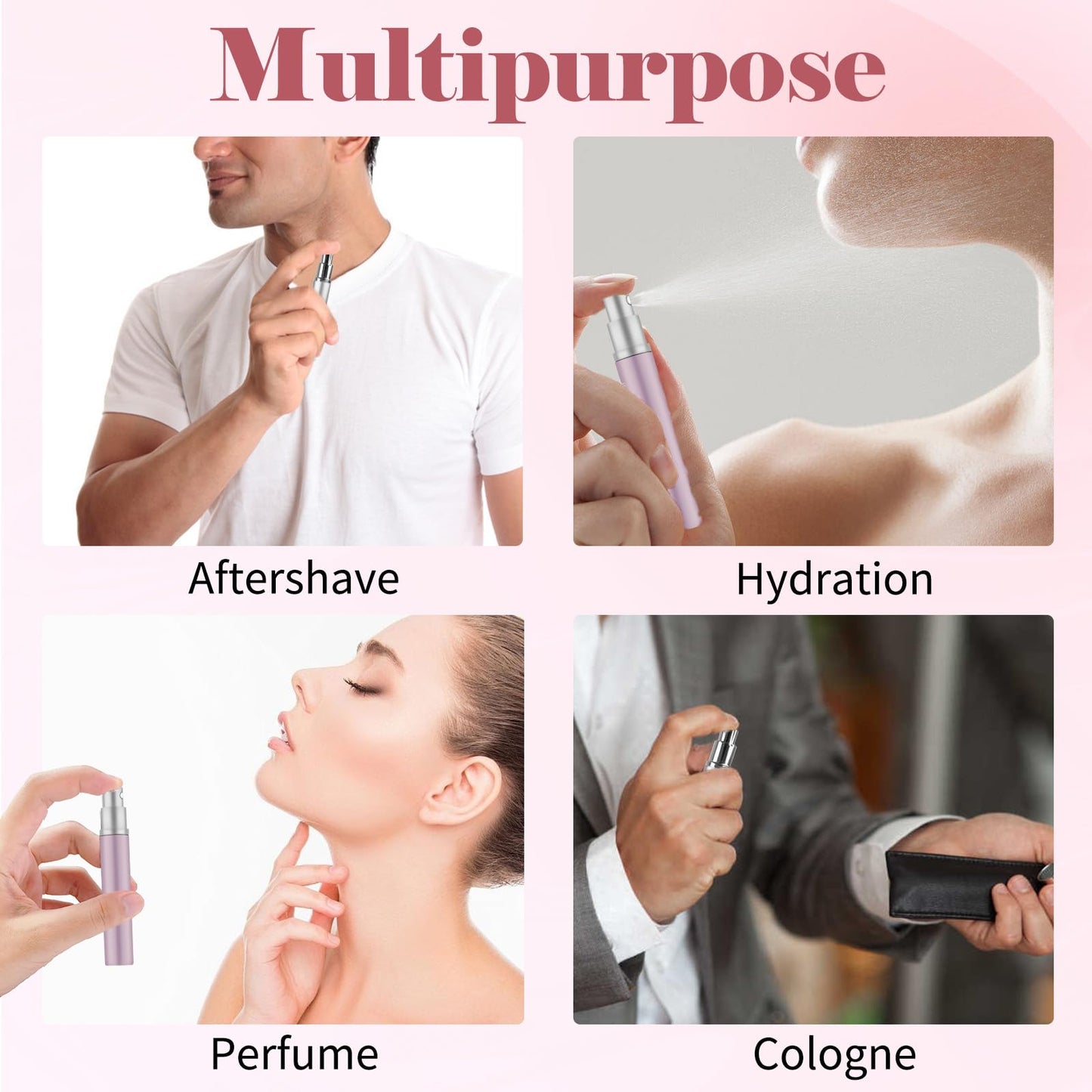 OBSGUMU 4pcs Mini Perfume Travel Bottle, Perfume Atomiser Refillable, 5ML Spray Bottles, Portable for Travel Holiday, Outdoor Activities and Business