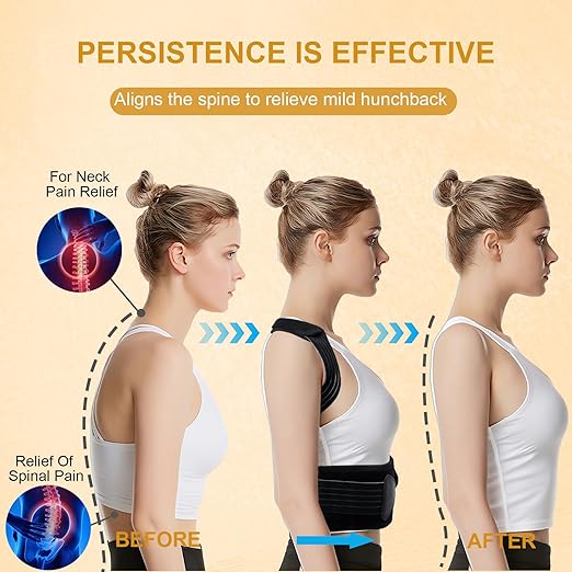 Back Brace Posture Corrector for Women and Men High Support Adjustable Lightweight Upper, Back Straightener for Neck Shoulder & Upper/Lower Back Pain Relief Under Clothes Breathable Invisible
