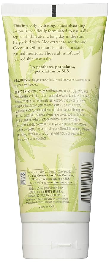 Burt's Bees Aloe & Coconut Oil After Sun Soother 6 oz (Pack of 3)