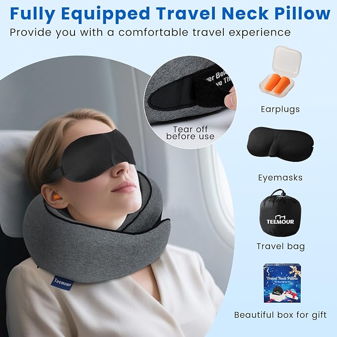 Teemour Memory Foam Travel Pillow