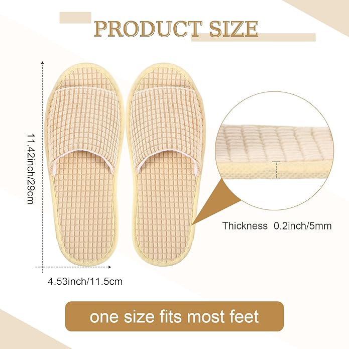 12 Pairs Disposable Slippers for Guests Open Toe Spa Slippers Bulk Disposable Sandals Soft Fleece for Man Women Spa Hotel Wedding Shoeless Home