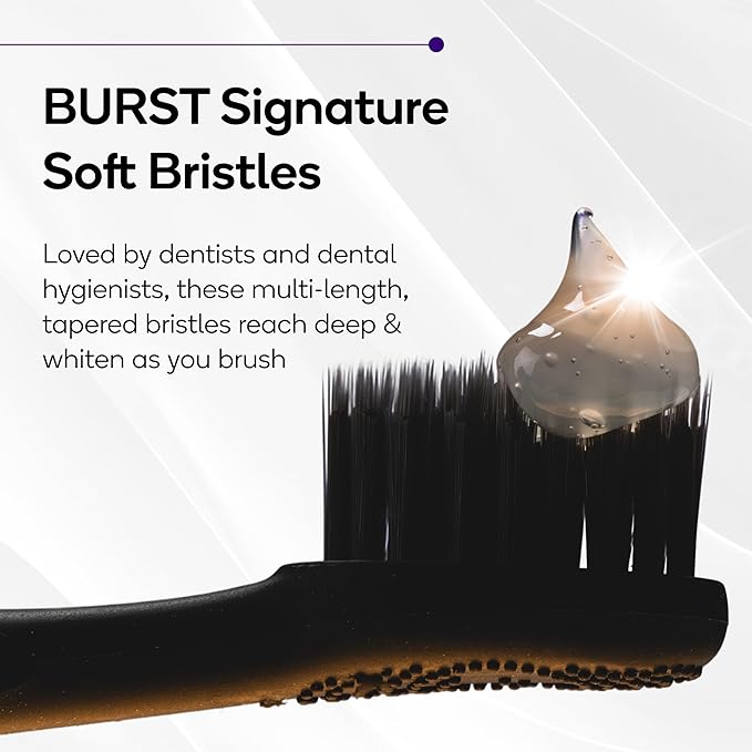 Burst Original Sonic Electric Toothbrush for Adults (Black) | Soft Bristle Deep Clean Stain & Plaque Removal | 3 Modes: Teeth Whitening, Sensitive & Massage