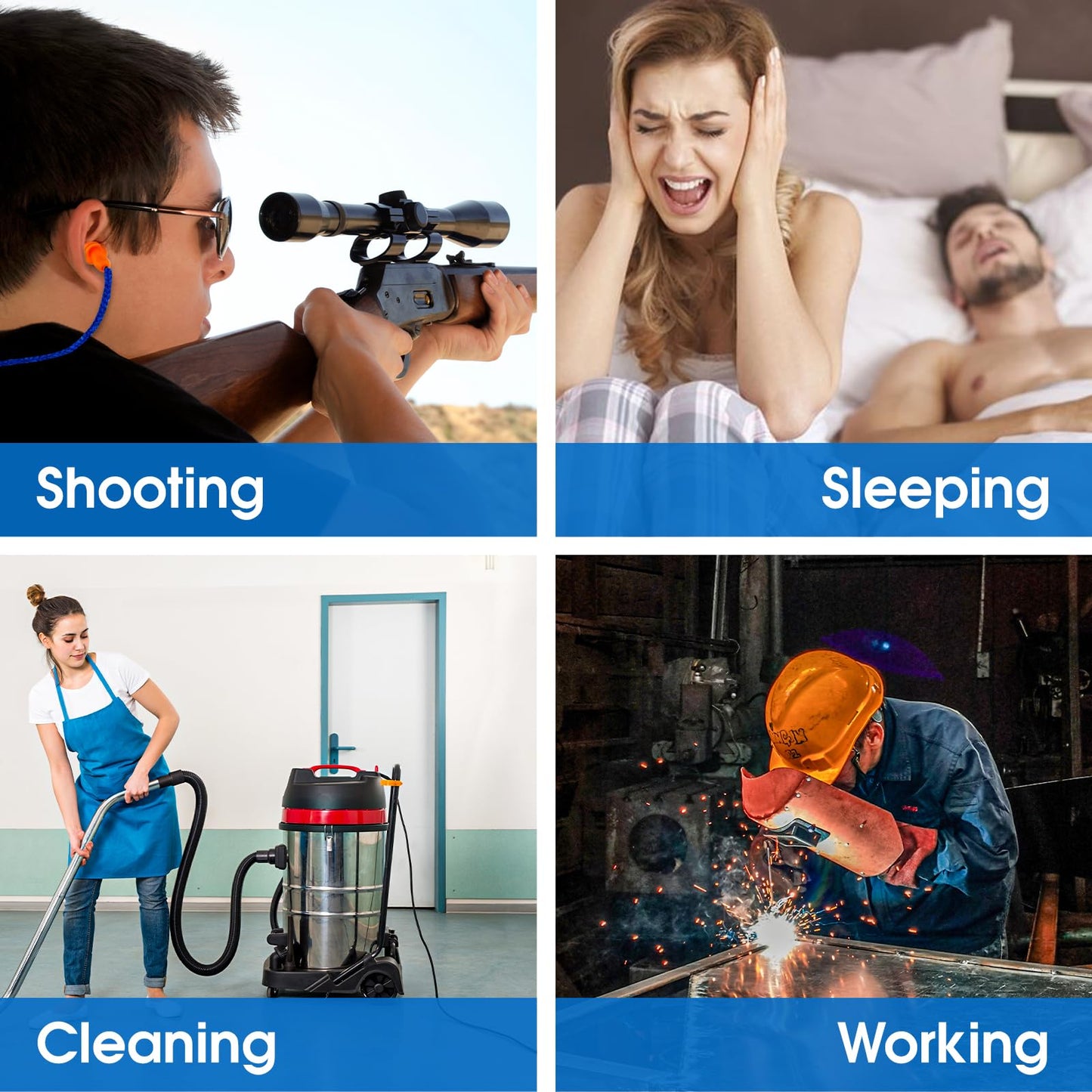 AZEN 55 Pairs Silicone Ear Plugs, Reusable Earplugs for Noise Reduction, 25dB NRR Corded Ear Plug for Sleeping Noise Cancelling, Ear Plug with String Individual Packing