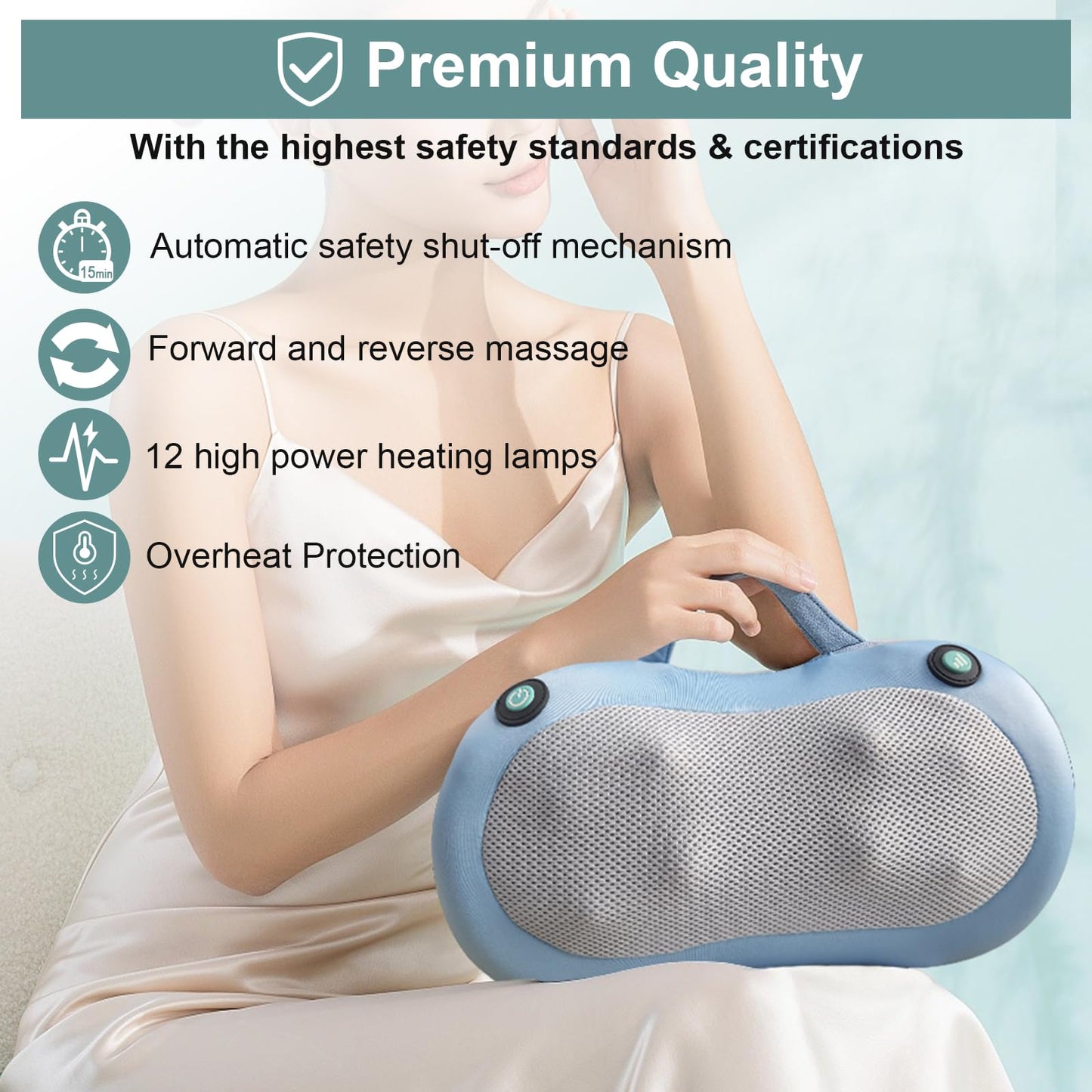 White Elephant Gifts for Adults,Christmas Gifts for Women Men,Shiatsu Neck Back Massager for Pain Relief Deep Tissue,Back Massager Deep Tissue Kneading with Heat,3D Electric Pillow(Blue)
