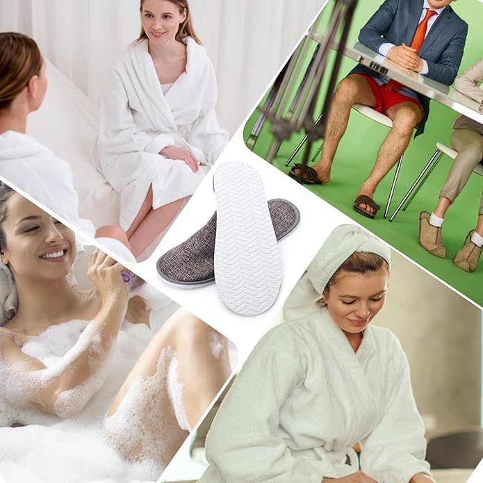 24 Pairs Spa Slippers Flip Flops Disposable Slippers for Hotel Guests Women Men Closed Toe Super Comfort White