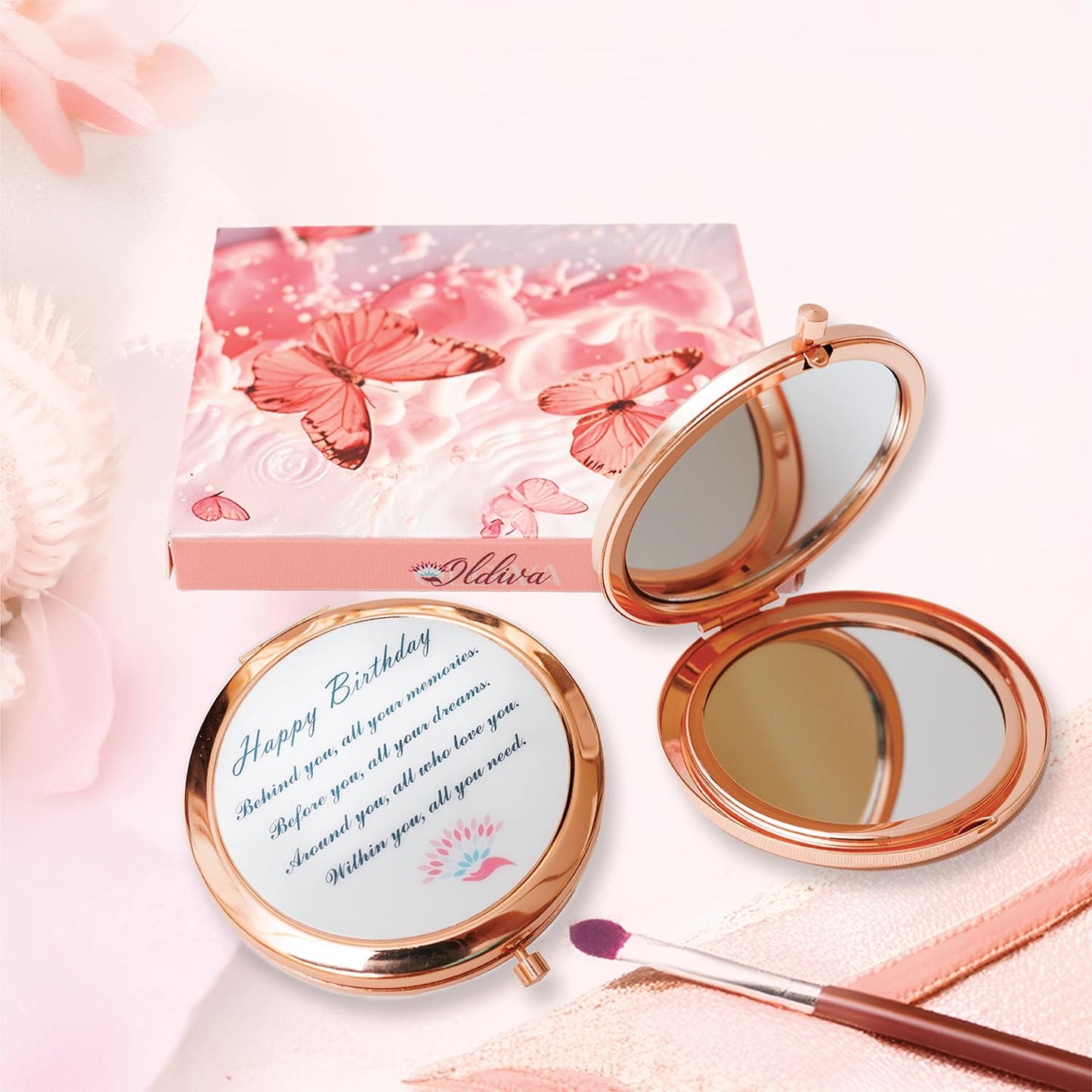 Unique Birthday Gifts for Women, Present Ideas for Her, Mom, Wife, Sister, Friend, Coworker Luxury Birthday Box for Women Gift Basket with Tumbler, Rose Soap, Mirror Birthday Greeting Card