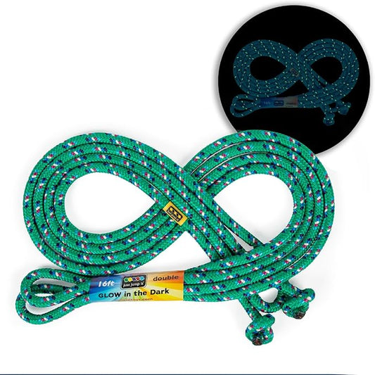 Just Jump It 16 Foot Glow in the Dark Jump Rope for Kids, Active Outdoor Youth Fitness Exercise Equipment, Braided Nylon Gym Accessories