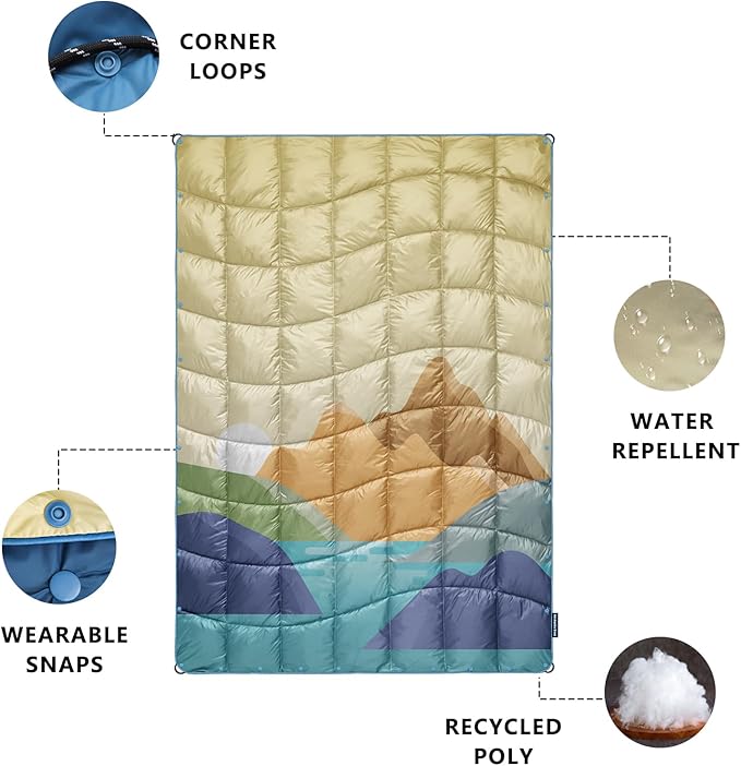 Camping Blanket, Puffy Down Alternative Blanket Lightweight Windproof for Outdoors,Hiking, Backpacking,Beach,Car,Picnic,Stadium