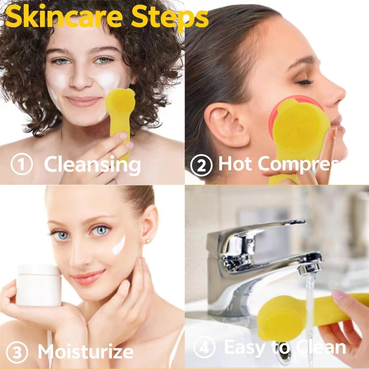 3 in 1 Electric Sonic Face Cleansing Brush, 5 Levels Deep Cleansing, IPX7 Waterproof, USB Rechargeable Silicone Face Scrubber, Vibrating Face Scrubber