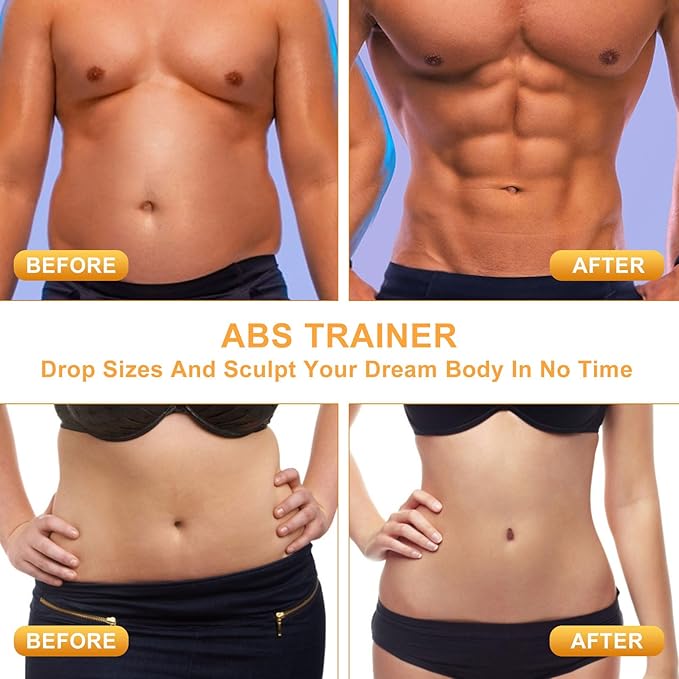 ABS Stimulator, EMS Ab Stimulator for Men & Women – USB Rechargeable Muscle Toner with 12 Modes & 19 Intensity Levels – Portable, Adjustable Waist Trainer for Abdominal, Arm, and Leg Workouts