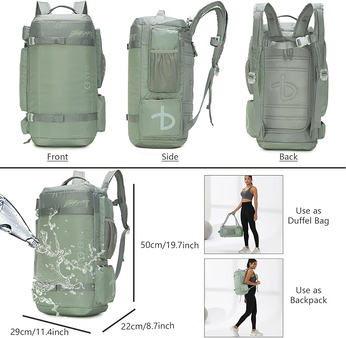 BE SMART 32L Extra Large Gym Backpack for Women, Big Gym Bag with Shoes Compartment, Waterproof Heavy Duty Duffel Bags, Women's Workout Backpacks for Outdoor Sport,Hiking,Camping,Travel