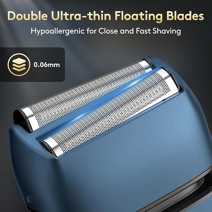 Brightup Foil Shaver Electric Razor & Shavers for Men with Trimmer[150 Min Runtime], IPX6 Waterproof Double Floating Blades for Shaving Face, Cordless/Type C Rechargeable/Travel Lock/LED Display