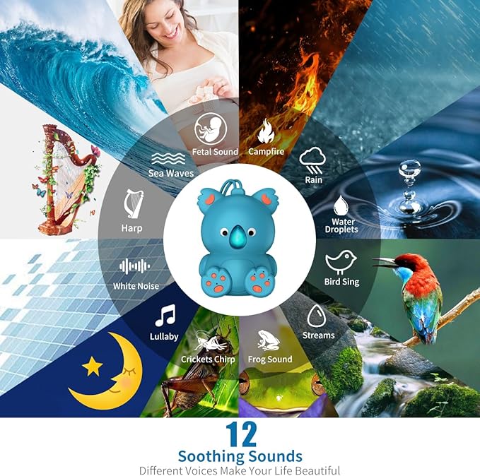 Baby White Noise Sound Machines with Wireless Speaker, Portable Bluetooth Sound Machine Travel Infant Soother Sleep Aid Sound Sleeping Music Mahchine for Baby