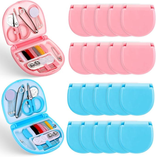 AHQiZFX 20 Pack Portable Sewing Tool Kits, Mini Travel Sewing Kit, Beginner Emergency Sewing Repair Kit with Threads Scissors Hand Sewing Needles, Plastic Sewing Kit, DIY Sewing Supplies (Blue, Pink)