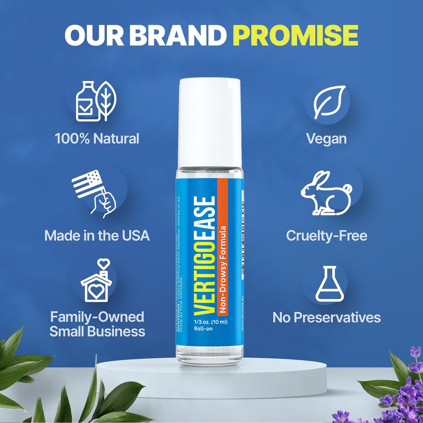 Basic Vigor Vertigo Ease Roll-On (10ml) - Natural & Fast-Acting Vertigo and Dizziness Support with Lavender, Ginger, Frankincense & Essential Oils - Combat Travel Sickness