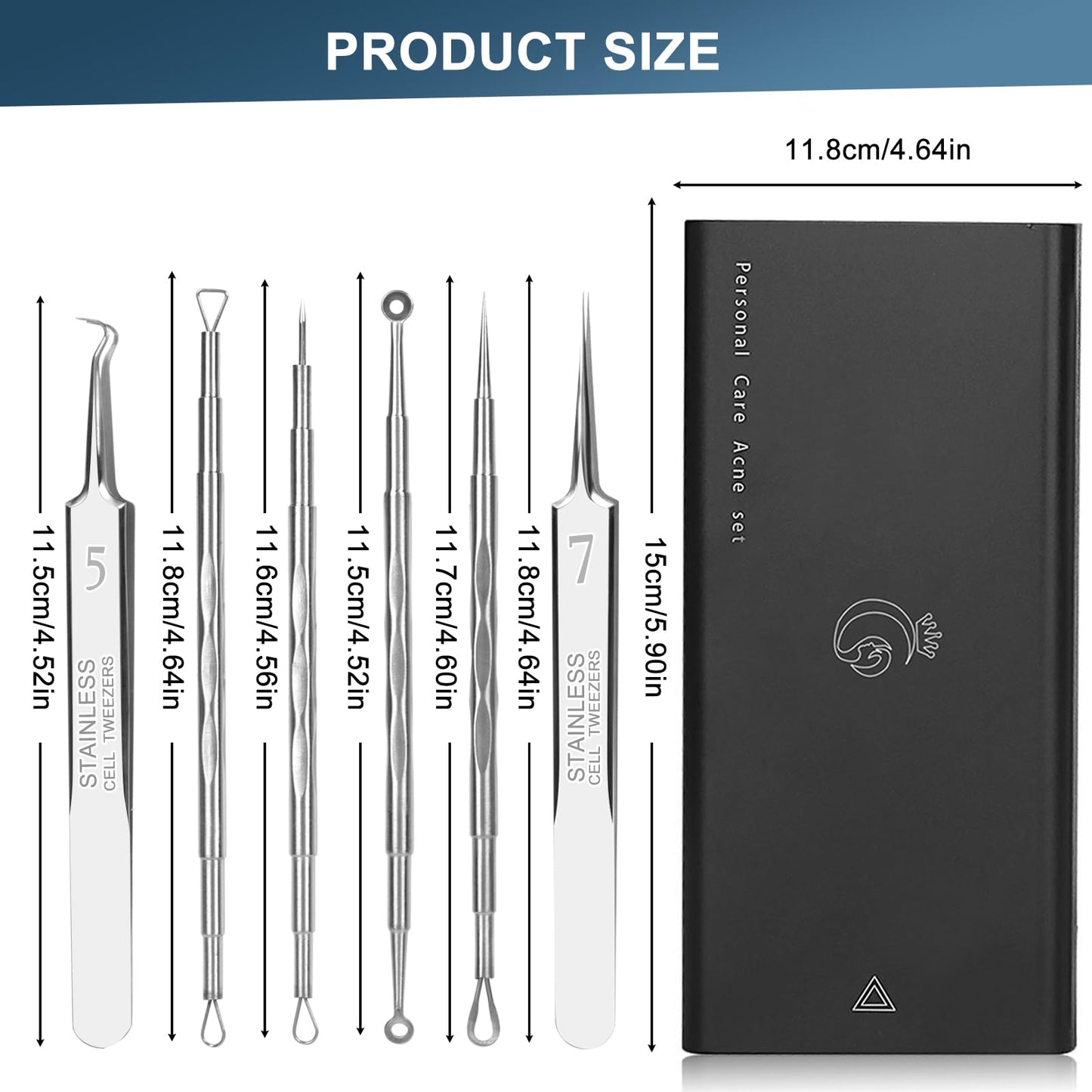 Professional Facial Blackhead Remover Tools,6-Piece Stainless Steel Acne Extractor Tools Set with Storage CaseKit for Whitehead Acne Blemishes Comedones Stainless Steel Makeup Tool