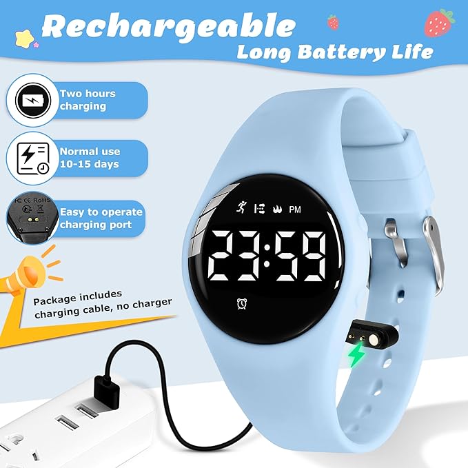 Kids Watches for Girls Boys Digital Sport Watch with Step Counter Pedometer Vibration Alarm Clock, No App Waterproof Fitness Tracker Kids Watch Boys Girls Teens Students Ages 5-16