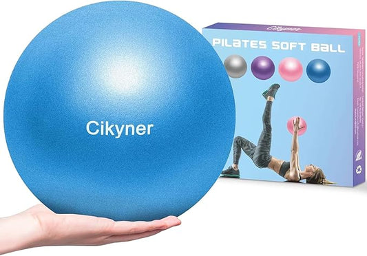 Cikyner Soft Pilates Ball, Small Exercise Ball 9 Inch Mini Gym Ball with Inflatable Straw, Suitable for Pilates, Yoga, Full Body Training, Physical Therapy and Balance improving at Home, Gym & Office