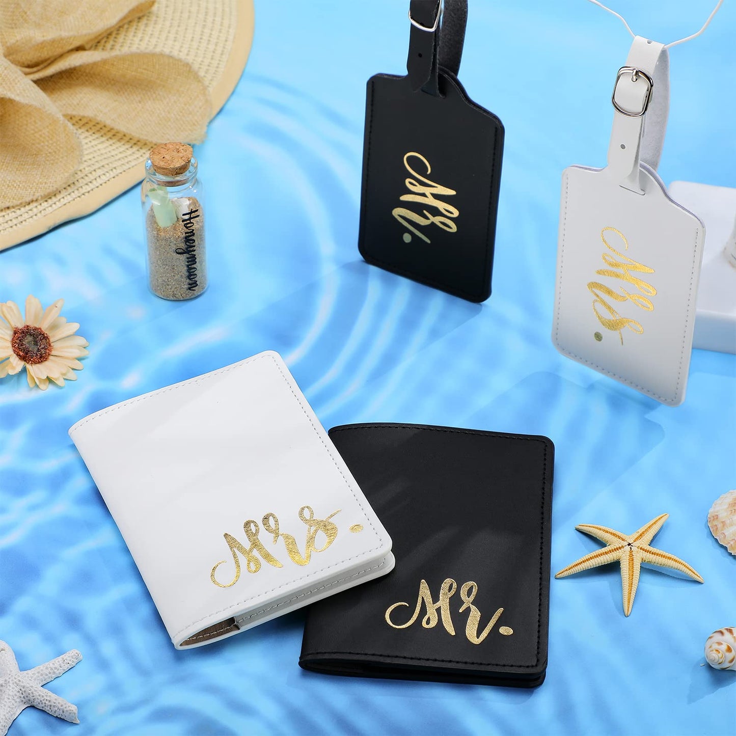 5 Pcs Mr and Mrs Passport Holder Cover Travel Luggage Tag Honeymoon Couple Gift