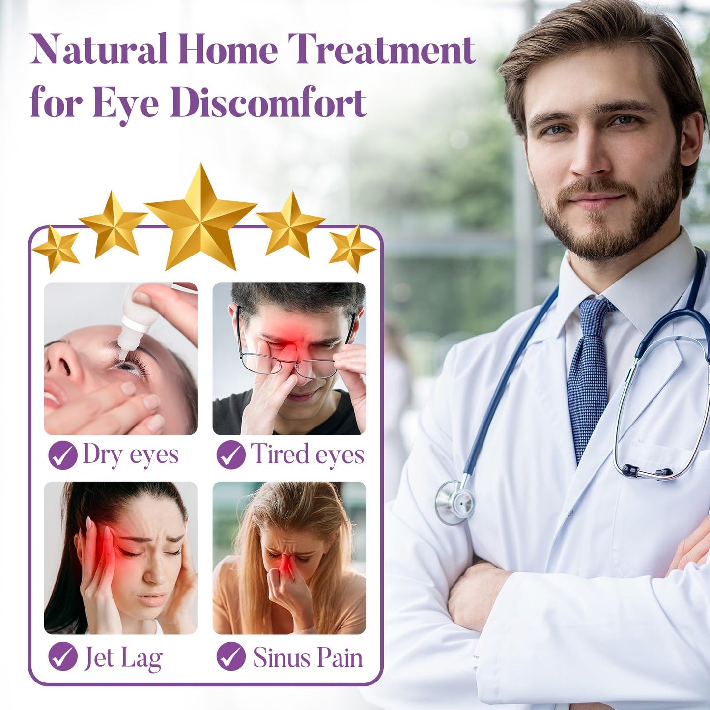 Okaydot Purple Lavender Eye Mask, Weighted Sleep Mask for Dry Eyes, Microwave Heated Therapy, Adjustable Satin Eye Pillow