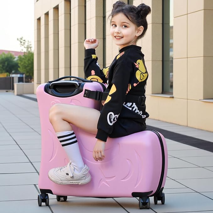 Kids Ride On Suitcase with Wheels, Scooter Luggage for Toddlers Travel, Durable Children's Suitcase for Boys & Girls Ages 2-12 Years