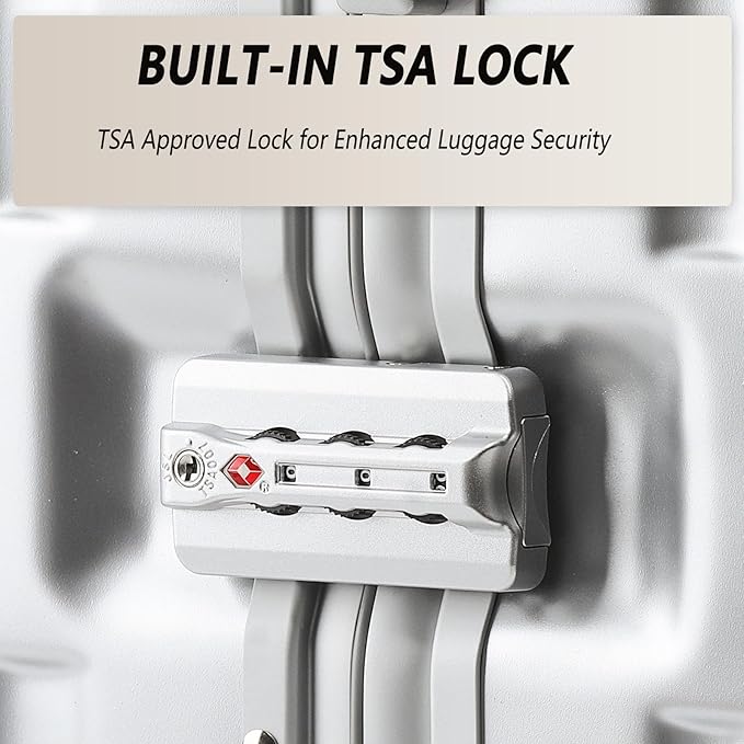 26 Inch Zipperless Checked Travel Luggage with Spinner Wheels,Aluminum Frame Hard Shell Front Pocket Suitcase with Compartment TSA Approved USB Port,Cup & Phone Holder for Women Men,Silver