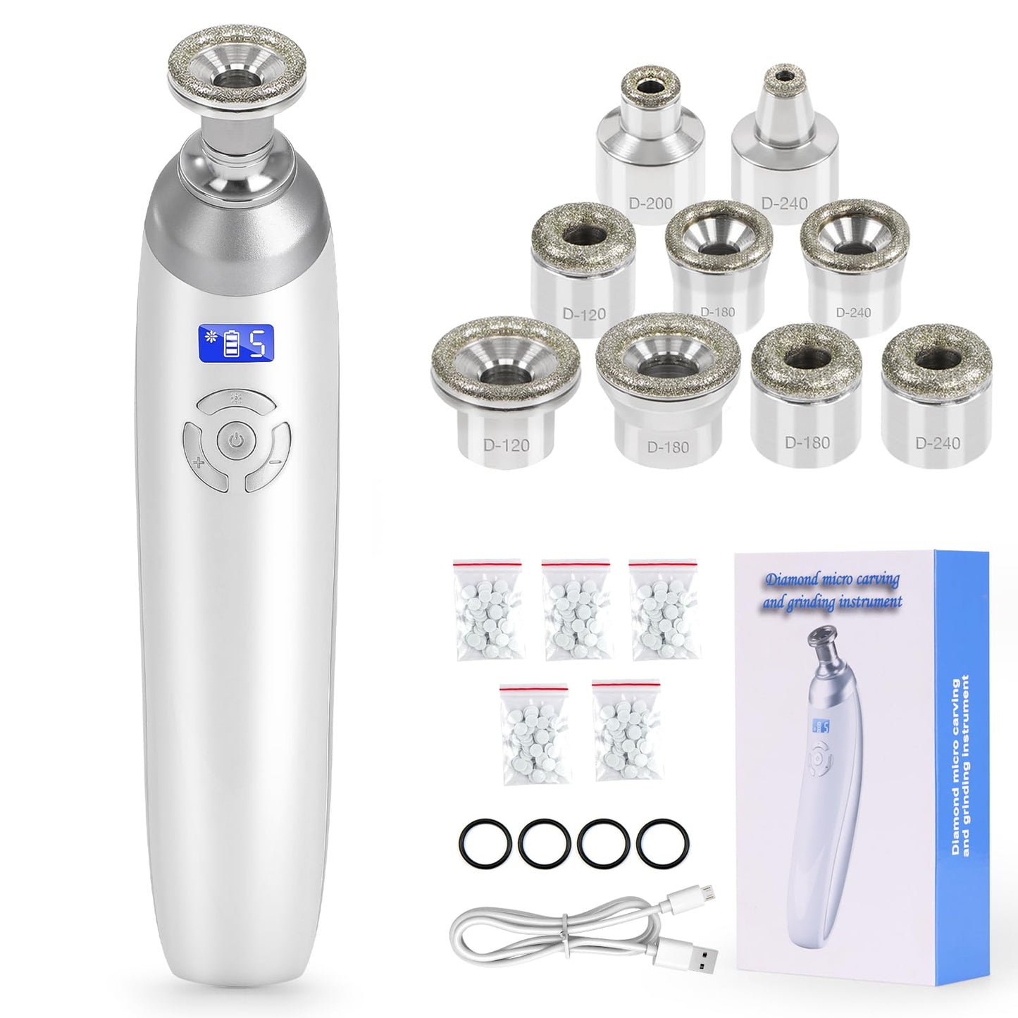 Beauty Star Upgraded Cordless Diamond Micro-dermabrasion Machine, Portable Crystal Tips Tool for Facial Skin Care, Face Pore Vacuum Glow Devices Kit, Home Use Microderm Equipment