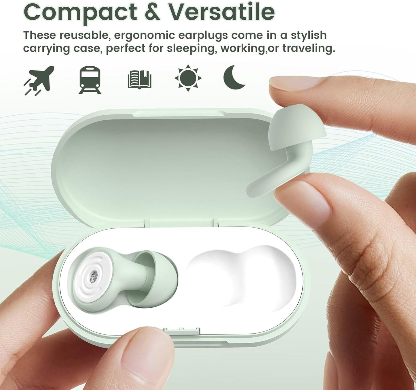 Ear Plugs for Sleeping Noise Cancelling -30dB, Reusable Silicone Earplugs for Noise Reduction, Hearing Protection Ear Plugs with 8 Eartips and Carrying Case