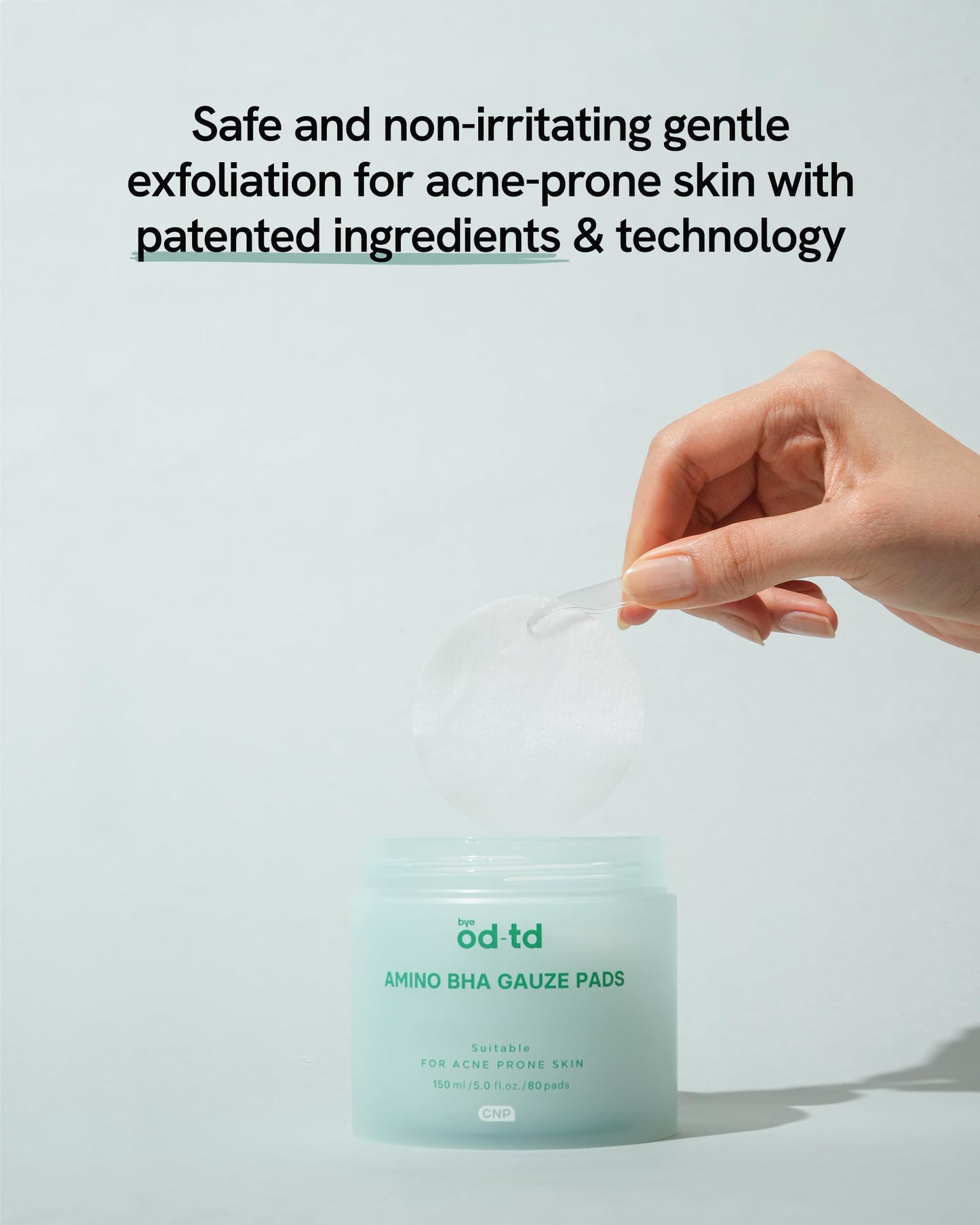 bye od-td Amino BHA Pads (80 Count) - Pre-Soaked Oil Control Cotton Pads for Gentle Exfoliation, Soothing & Hydration, Korean Skin Care. Amino Acid, Salicylic Acid, Tea Tree