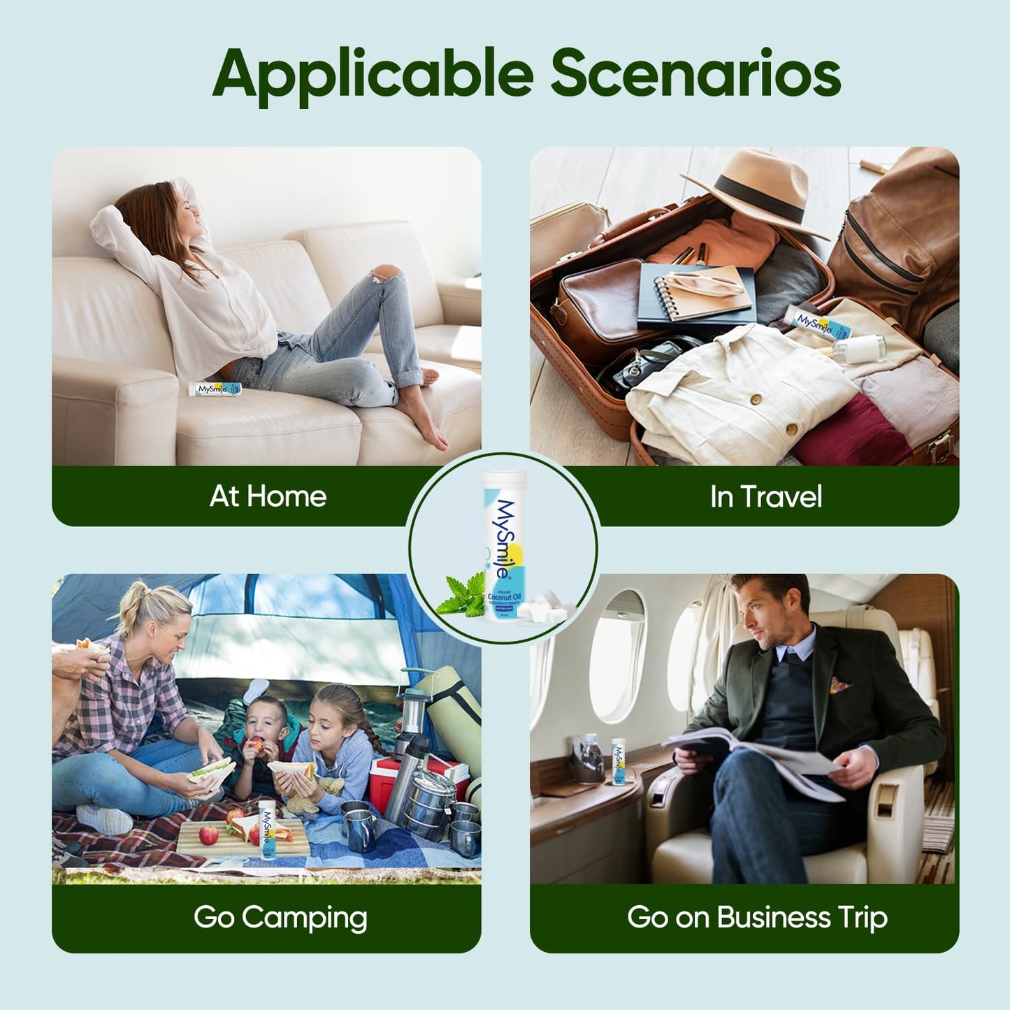 MySmile Toothpaste Tablets, Travel Friendly Mouthwash Tablets, Fluoride Free Toothpaste Tablets - Nano hydroxyapatite, Reduce Sensitivity, Natural Whitening, Remineralize Teeth, Fresh Breath. 45Tabs