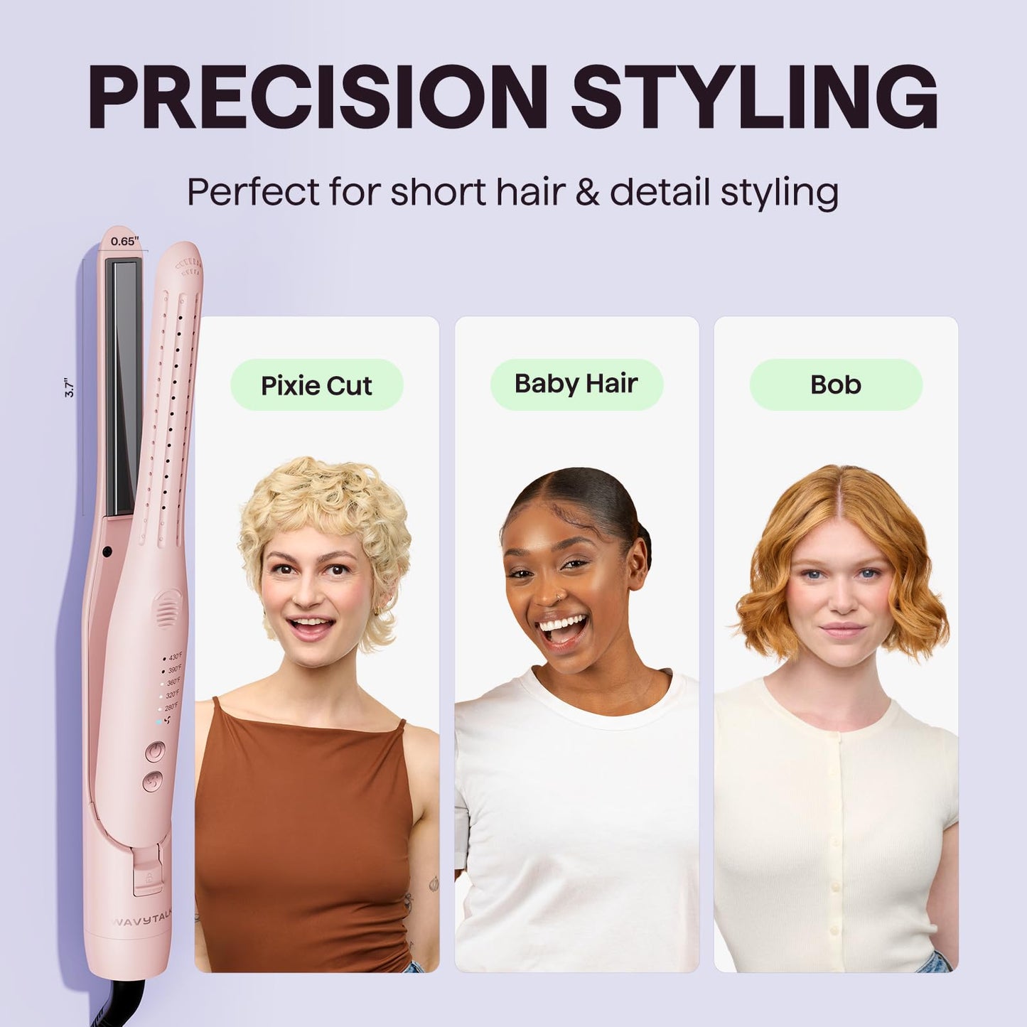 Wavytalk 0.65" Pencil Flat Iron, Cool Curl Pencil, Small Airflow Styler and Straightener for Short Hair, Pixie Cut and Edges, Curling Iron for Short Hair with 360º Cool Airflow for Long-Lasting Hold