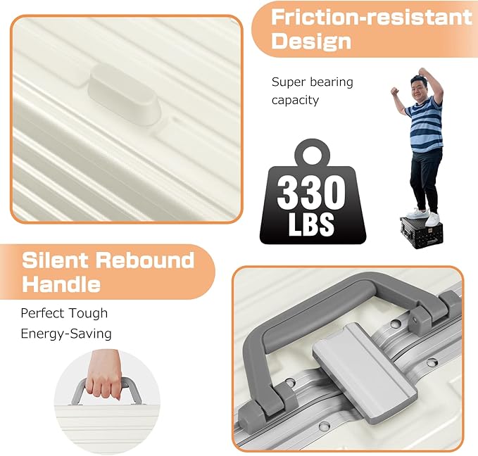 AnyZip Luggage PC+ABS Aluminum Frame Zipperless Checked Luggage Hard Shell Suitcase with TSA Lock Double Spinner Wheels 28 Inch Haze Blue