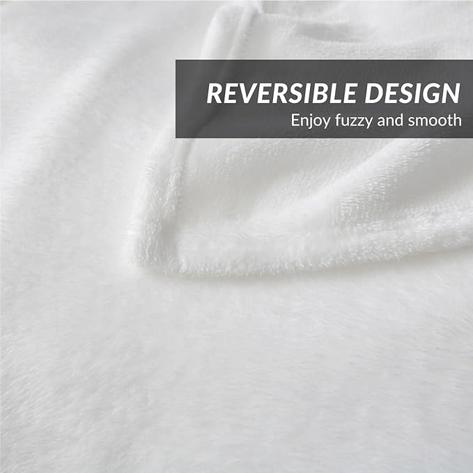 Bedsure GentleSoft Fleece Blanket Twin Size White - 300GSM Lightweight Plush Fuzzy Cozy Soft Warm Blanket for Bed, Sofa, Couch, Travel, Camping, 60x80 inches