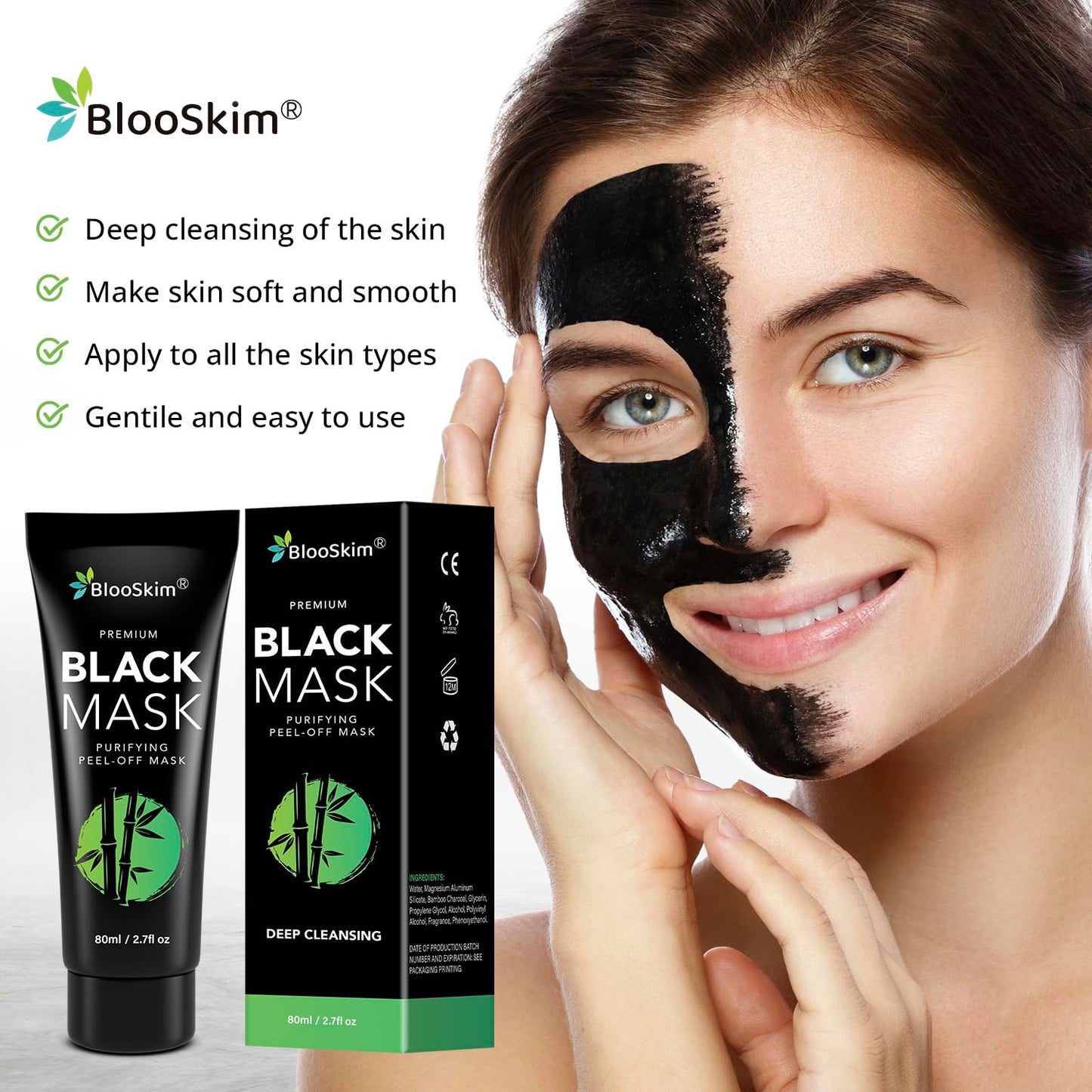 Blackhead Remover Mask, Charcoal Peel Off Face Mask, Blackhead Remover, Pore Cleaner for Men & Women, 2.7 fl oz
