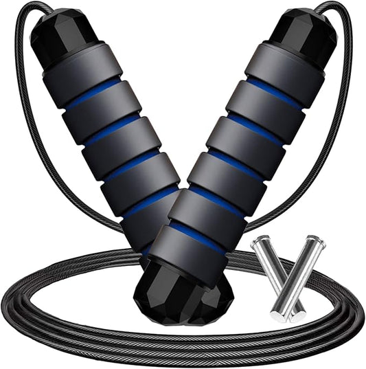 Adjustable Weighted Jump Rope, 9ft Long Tangle-Free Rapid Speed Jumprope for Exercise Calisthenics Fitness Jumping Skipping Double Dutch Boxing Crossfit, Workout Stuff for Women Men Kids Adult