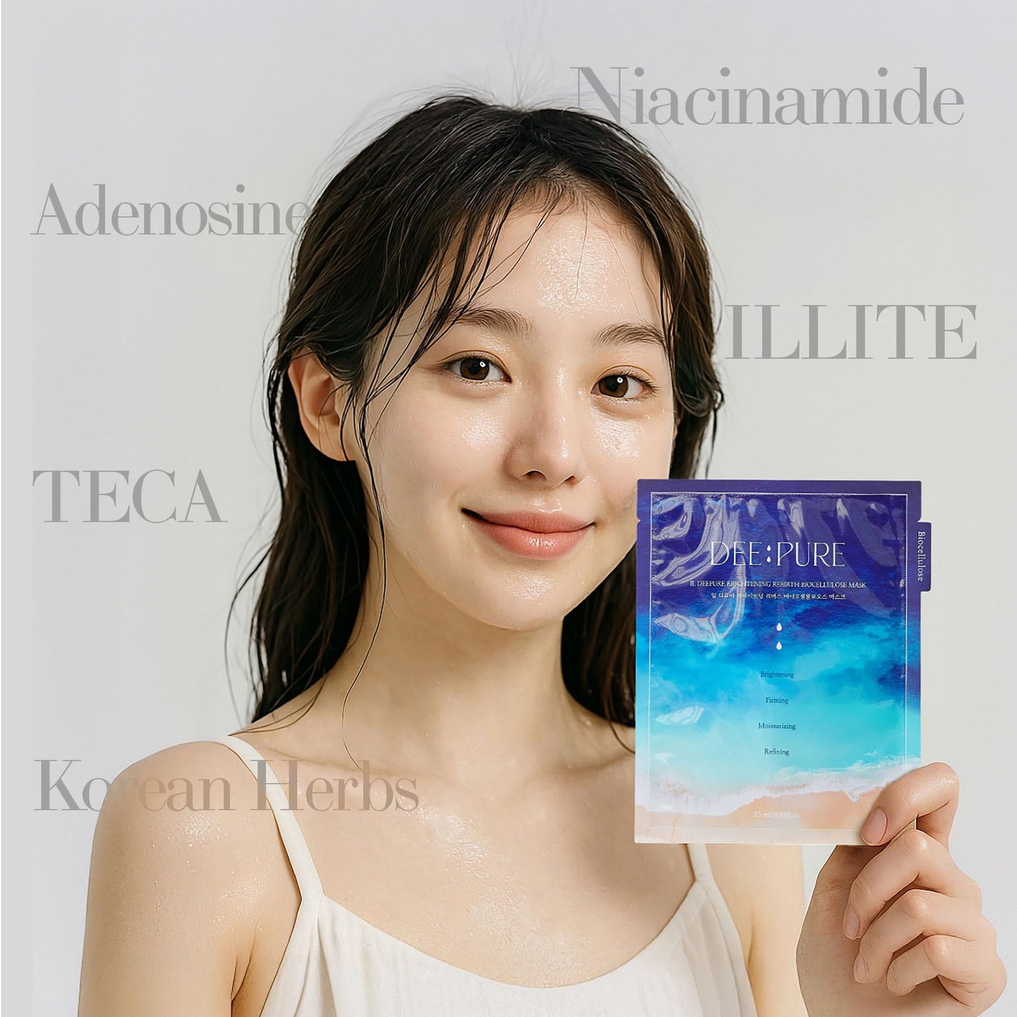 FLORIAN LIFE IL DEEPURE Rebirth Biocellulose Face Mask, Vegan, Moisturizing and Firming, Improves Skin Texture with Patented Coconut Sheet. Korean Skin Care (Set of 5 Sheet Masks)