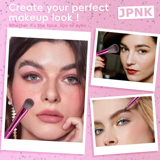 JPNK Travel Makeup Brush Set Foundation Powder Concealers Eye Shadows Makeup Set with 5X Magnifying Mirror Box